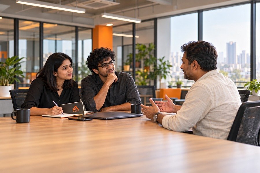 Team meeting to understand a client's business